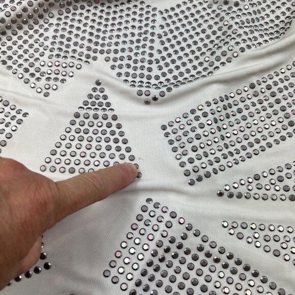 HAUTE HIPPIE Ivory Cream Metal Studded Sleeveless Midi Dress Bodycon Size Small - Picture 12 of 12